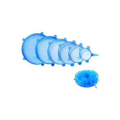 6-Piece Stretchable Silicone Lid Set Blue