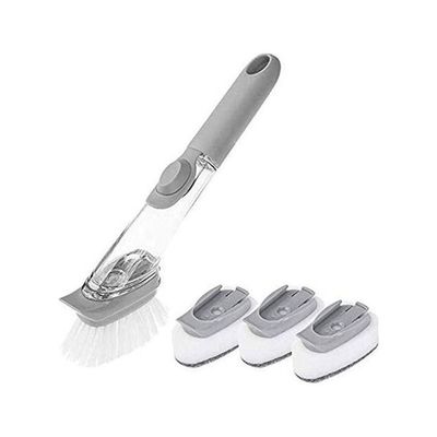 Soap Dispensing Kitchen Dish Brush, Sponge Set Grey 21.8  x  12  x  5.6cm