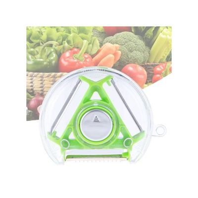 3 In 1 Rotary 3-Bladed Multifunction Fruit Peeler Slicer Green 24x17x16centimeter