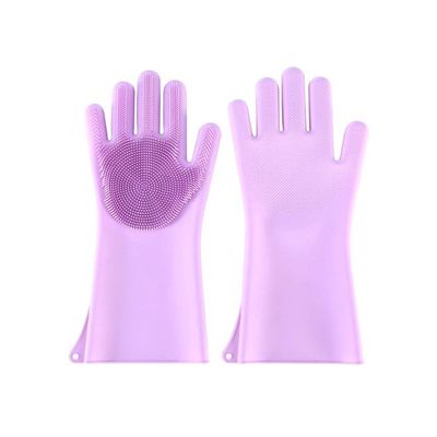 Slip Insulation Dishwashing Brush Glove Purple 33.5 x 15.5centimeter