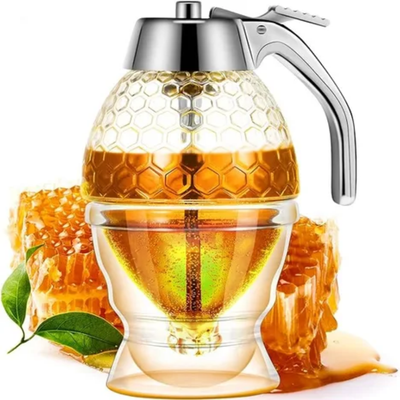 Non Drip Honey Dispenser Clear/Silver 200ml