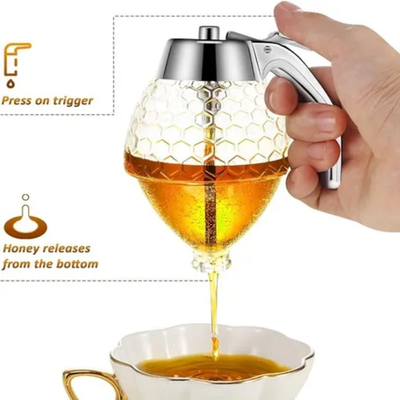 Honey Syrup Dispenser Clear/Silver 83x100x150millimeter