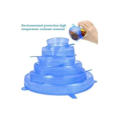 Set Of 6 Fresh Food Cover Lids Blue