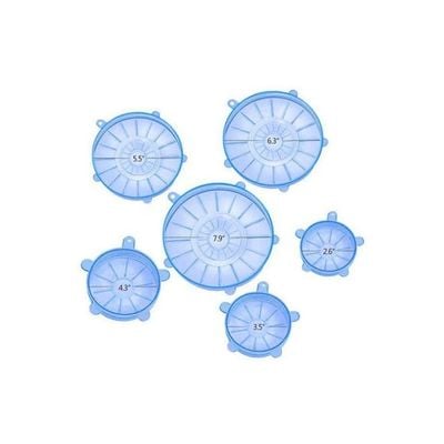 Set Of 6 Fresh Food Cover Lids Blue