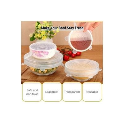 6-Piece Silicone Stretch Lids Wrap Transparent