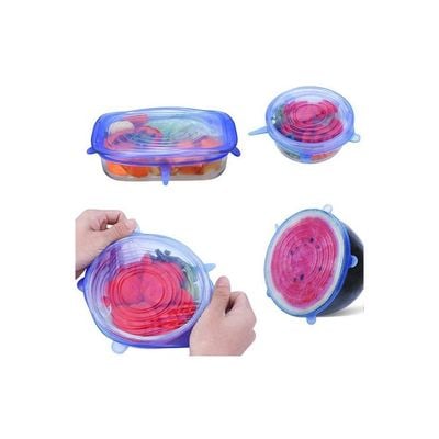 6-Piece Silicone Food Cover Blue