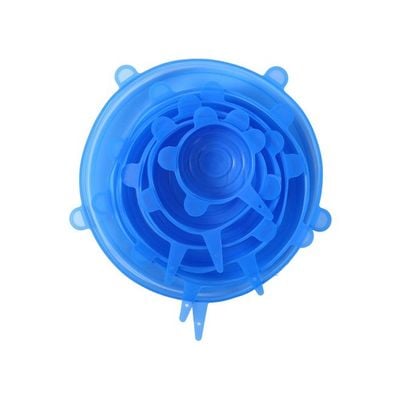 6-Piece Silicone Food Cover Blue