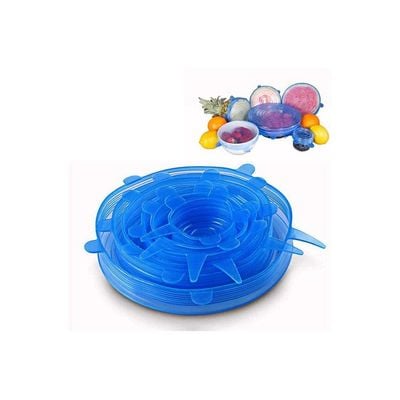 6-Piece Silicone Food Cover Blue