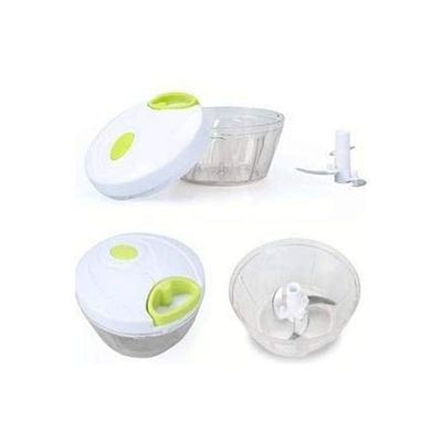 Speedy Chopper Stainless Steel Blade Manual Mini Food Vegetable Pull Chopper White-Green