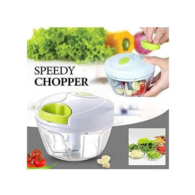 Speedy Chopper Stainless Steel Blade Manual Mini Food Vegetable Pull Chopper White-Green