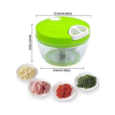 Household Manual Multi Function Mixer Kitchen Chopper Meat Grinder Green-White 8.5 X 12.5 X 8cm