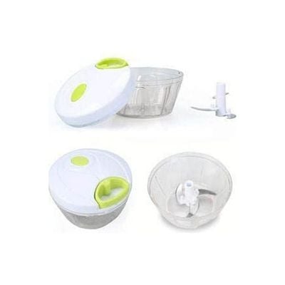 Speedy Chopper Stainless Steel Blade Manual Mini Food Vegetable Pull Chopper White 400ml