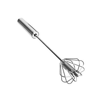 Stainless Steel Hand Pressure Rotating Whisk Silver 12inch