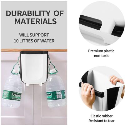 Portable Trash Can for Hanging over Kitchen Drawer White/Black 25 x 18 x 22cm