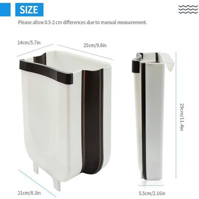 Portable Trash Can for Hanging over Kitchen Drawer White/Black 29 x 18 x 25cm