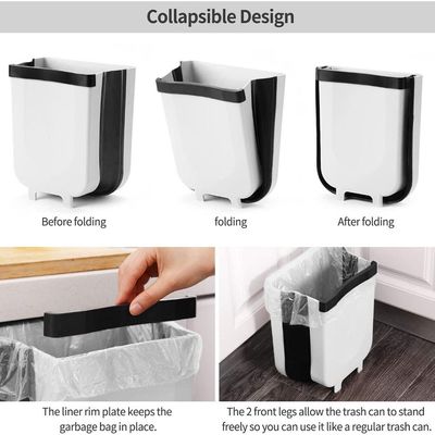 Portable Trash Can for Hanging over Kitchen Drawer White/Black 29 x 18 x 25cm