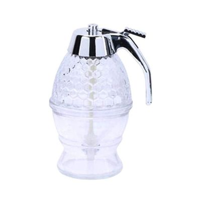 Honey Storage Pot Dispenser Clear/Silver 14.3x8x8centimeter