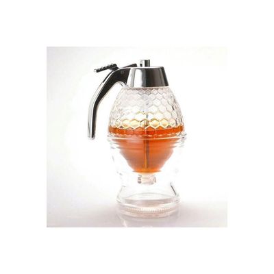 Honey Storage Pot Dispenser Clear/Silver 14.3x8x8centimeter