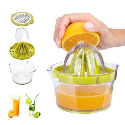 14-Ounce  Manual Hand Squeezer Juicer With Built-in Measuring Cup And Grater Green 14*9*14cm