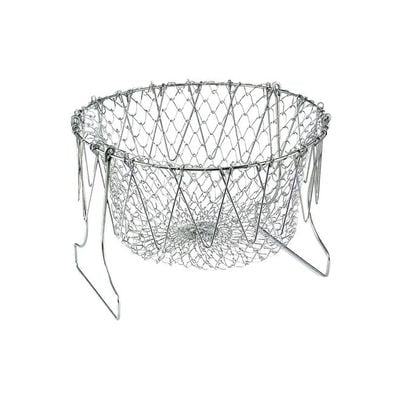 Stainless Steel Foldable Fry Basket Silver 23x11x2centimeter