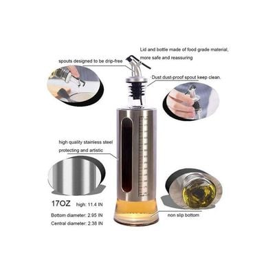 Oil Dispenser Bottle with Scale Silver 500ml