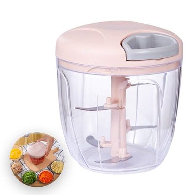 900ml Manual Food Chopper Pink/Clear 12.5 x 12 x 12cm