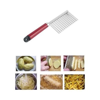 Stainless Steel Potato Wavy Edged Knife Silver 22x6cm