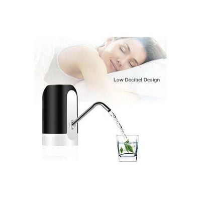 Water Bottle Electric Pump Rechargeable Electrical Wireless Dispenser Silver/Black 12.8cm