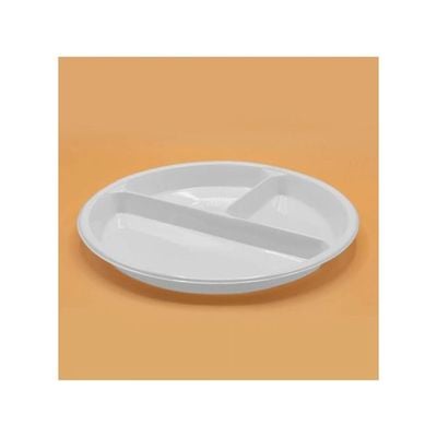 25-Piece Round 3 Section Disposable Plate White 26centimeter