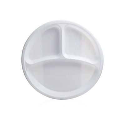 Falcon Round 3 Section Plastic Plate White 26cm