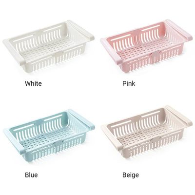 0.43 Inch Retractable Fridge Organizer Pull Out Drawer Clip On Under Shelf Basket Multicolour 20*8*16cm