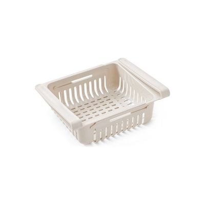 Retractable Fridge Organizer Pull Out Drawer Refrigerator Clip On Under Shelf Basket For Kitchen Storage Fits Beige 20*8*16cm