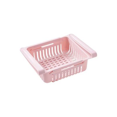 Retractable Fridge Organizer Pull Out Drawer Refrigerator Clip On Under Shelf Basket For Kitchen Storage Fits Pink 20*8*16cm