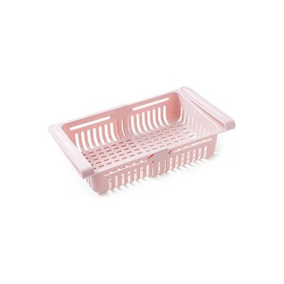 Retractable Fridge Organizer Pull Out Drawer Refrigerator Clip On Under Shelf Basket For Kitchen Storage Fits Pink 20*8*16cm