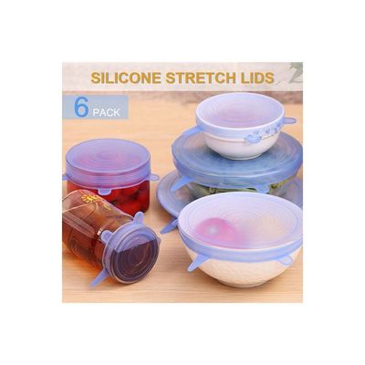 6 Pieces Silicone Stretch Lids Clear 21.00 x 4.00 x 21.00cm