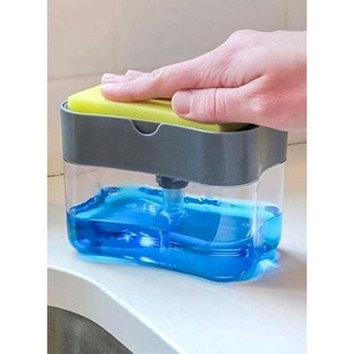 2-In-1 Soap Pump And Sponge Caddy Detergent Dispenser Holder Multicolour -cm