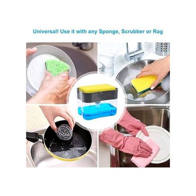 2-In-1 Soap Pump And Sponge Caddy Detergent Dispenser Holder Multicolour -cm