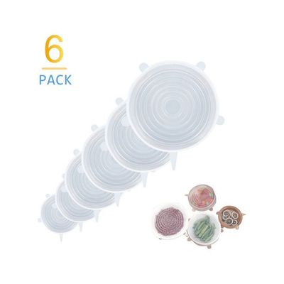 6 Pieces Silicone Stretch Lids Clear 21.00 x 4.00 x 21.00cm