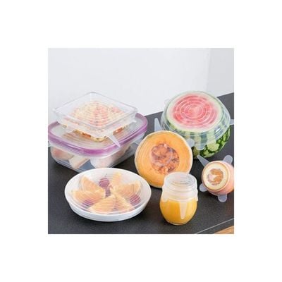 6 Pieces Silicone Stretch Lids Clear 21.00 x 4.00 x 21.00cm