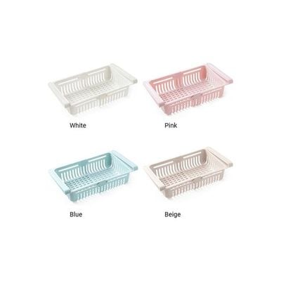 Retractable Fridge Organizer Pull Out Drawer Refrigerator Clip On Under Shelf Basket For Kitchen Storage Fits White 20*8*16cm