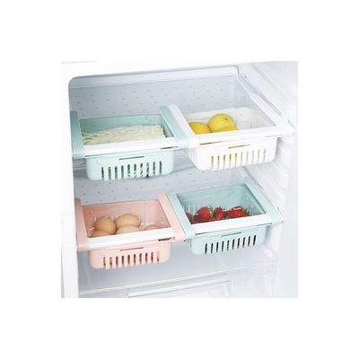 Retractable Fridge Organizer Pull Out Drawer Refrigerator Clip On Under Shelf Basket For Kitchen Storage Fits White 20*8*16cm