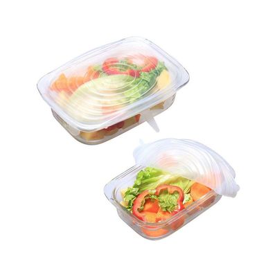 6-Pieces Reusable Clear Airtight Food Storage Stretch Silicone Lids Blue 22*6*22cm