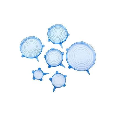 6-Pieces Reusable Clear Airtight Food Storage Stretch Silicone Lids Blue 22*6*22cm