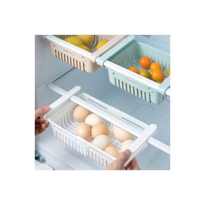 Retractable Fridge Organizer White 20x8x16cm