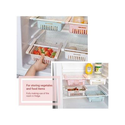 Retractable Fridge Organizer Pink 20x8x16cm