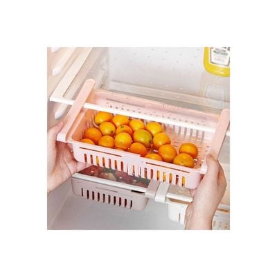 Retractable Fridge Organizer Pink 20x8x16cm