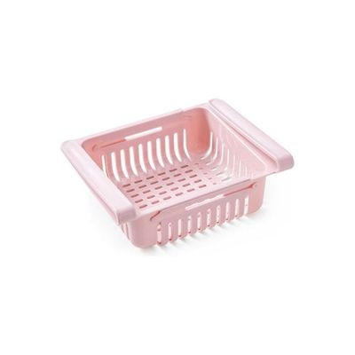 Stretchable Refrigerator Basket Pink 20.5x16.4cm