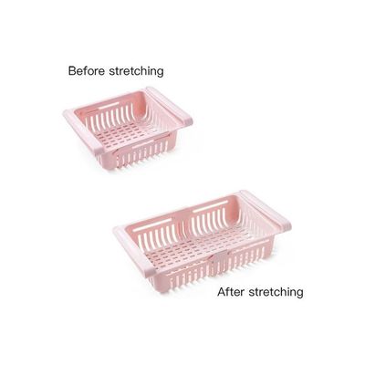 Stretchable Refrigerator Basket Pink 20.5x16.4cm