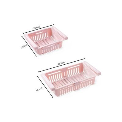 Stretchable Refrigerator Basket Pink 20.5x16.4cm