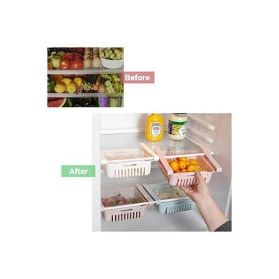 Retractable Fridge Organizer Beige 20x8x16cm